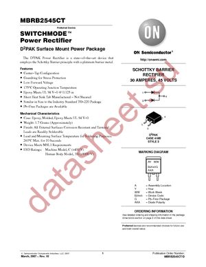 MBRB2545CTT4G datasheet  